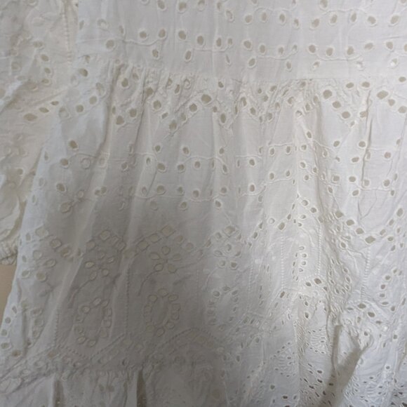 Karen Kane White Eyelet Cotton Tiered  Long Sleeve dress L - Picture 8 of 8